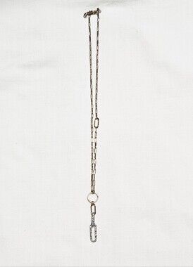 Express Gold/Silver Two-Tone Chain Long Necklace with Crystal Accent